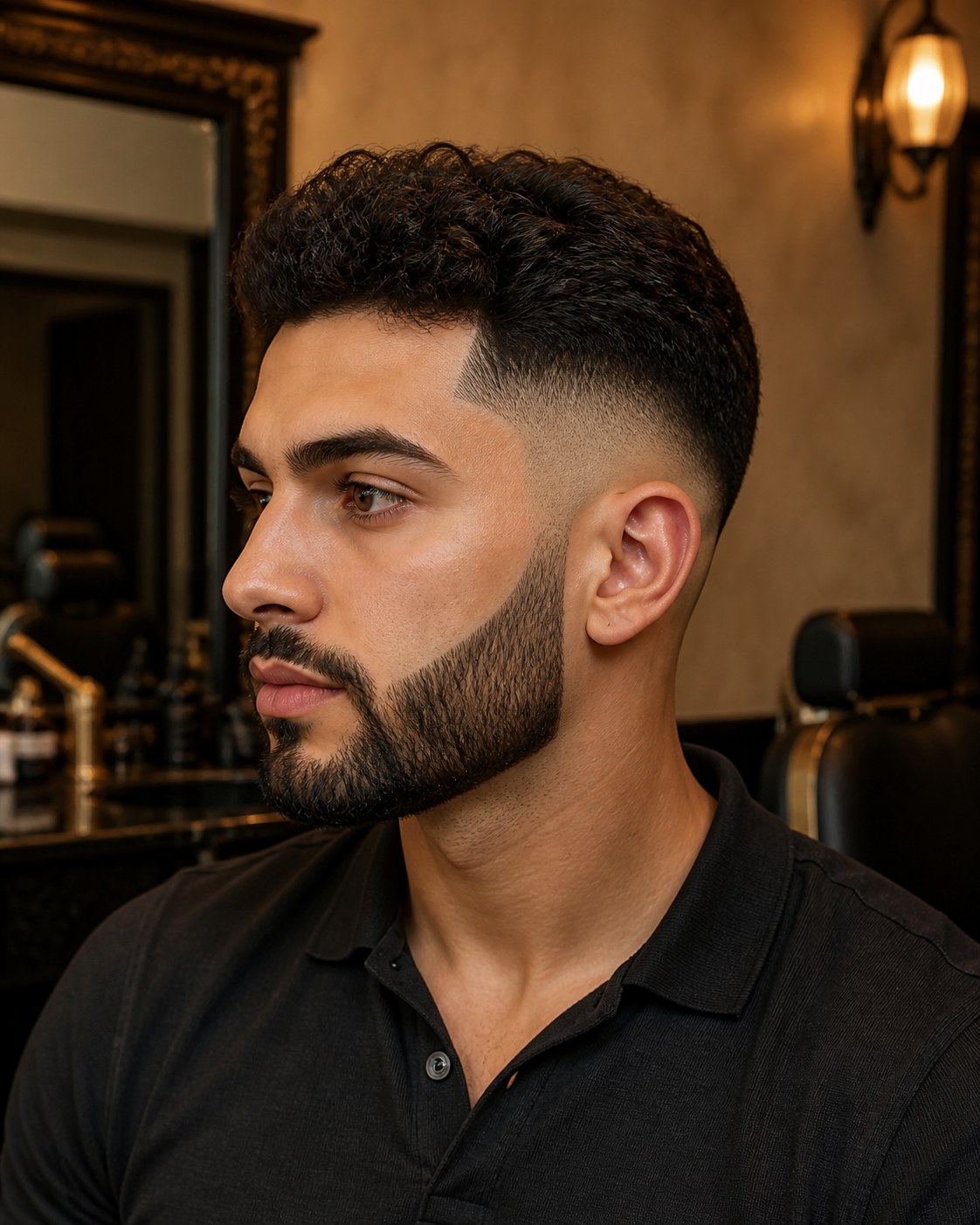 Coupe courte et barbe structurée